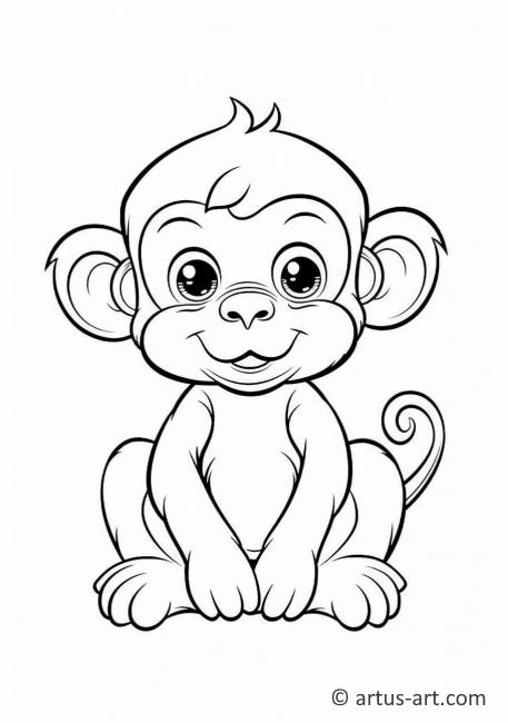 Página de Colorir de Macaco Fofo Para Crianças
